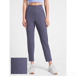 ATHLETA NWT Brooklyn Textured Ankle Pant Leopard Medieval Violet Women’s Size 24